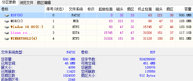 图1 SSD 分区，MSR分区是微软保留分区